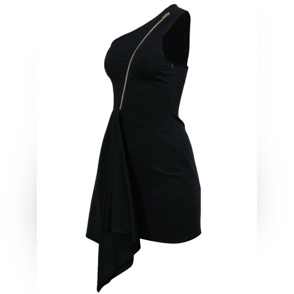Stella McCartney - Black One-Shoulder Asymmetrical Dress w/ Front - Picture 3 of 6